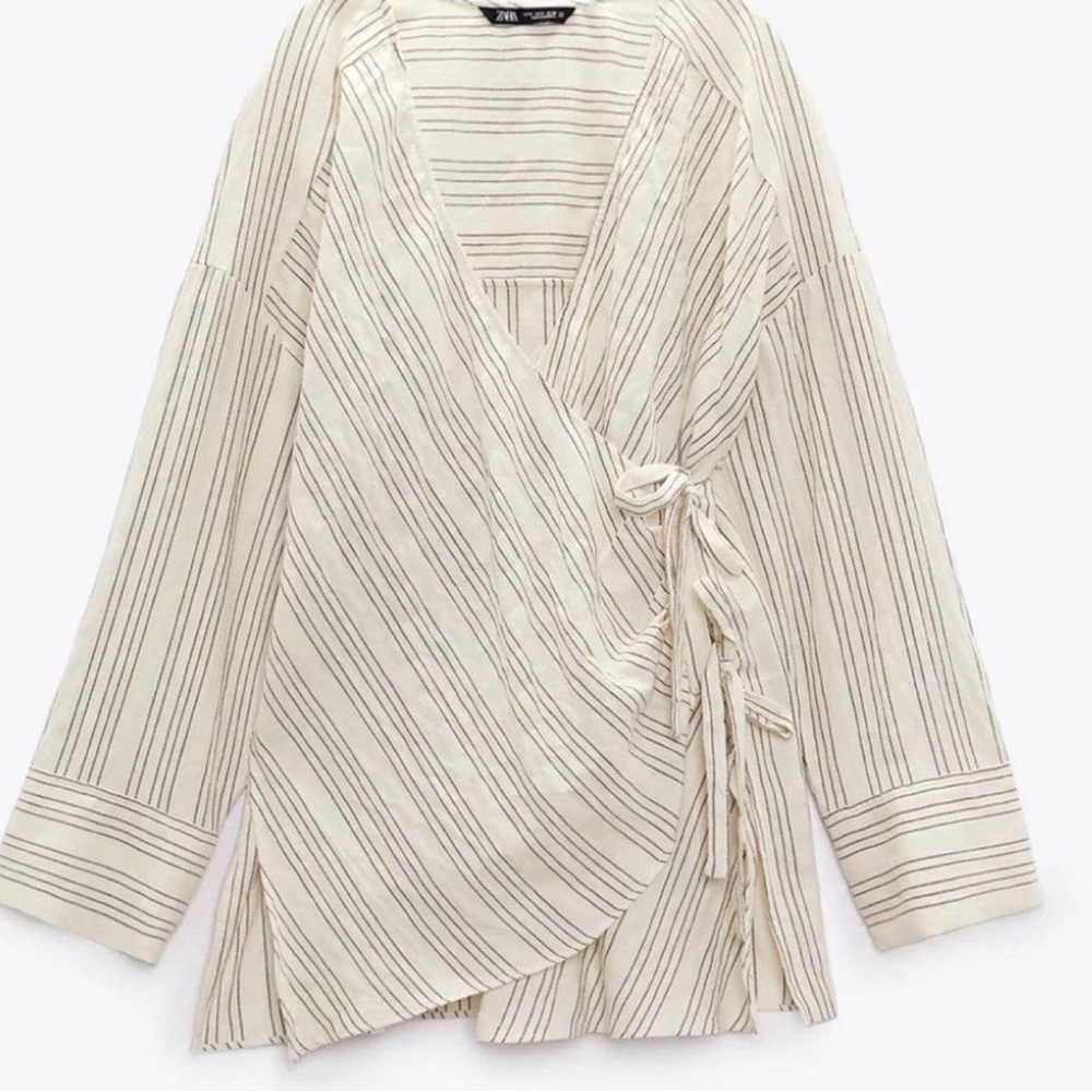 Beautiful striped shirt with ties- Zara
